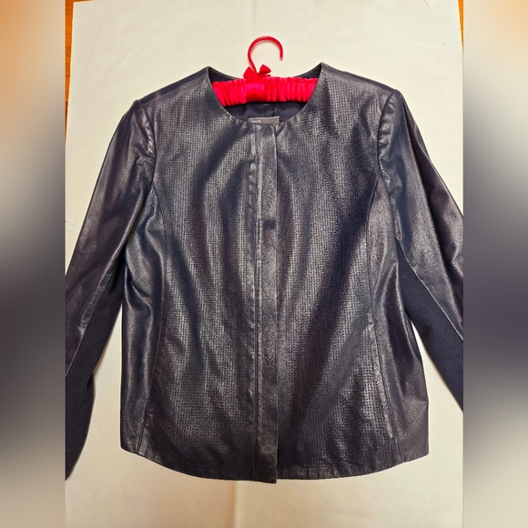 Vince steel grey leather jacket. zips and snaps, with front pockets.  women's L - Picture 14 of 16